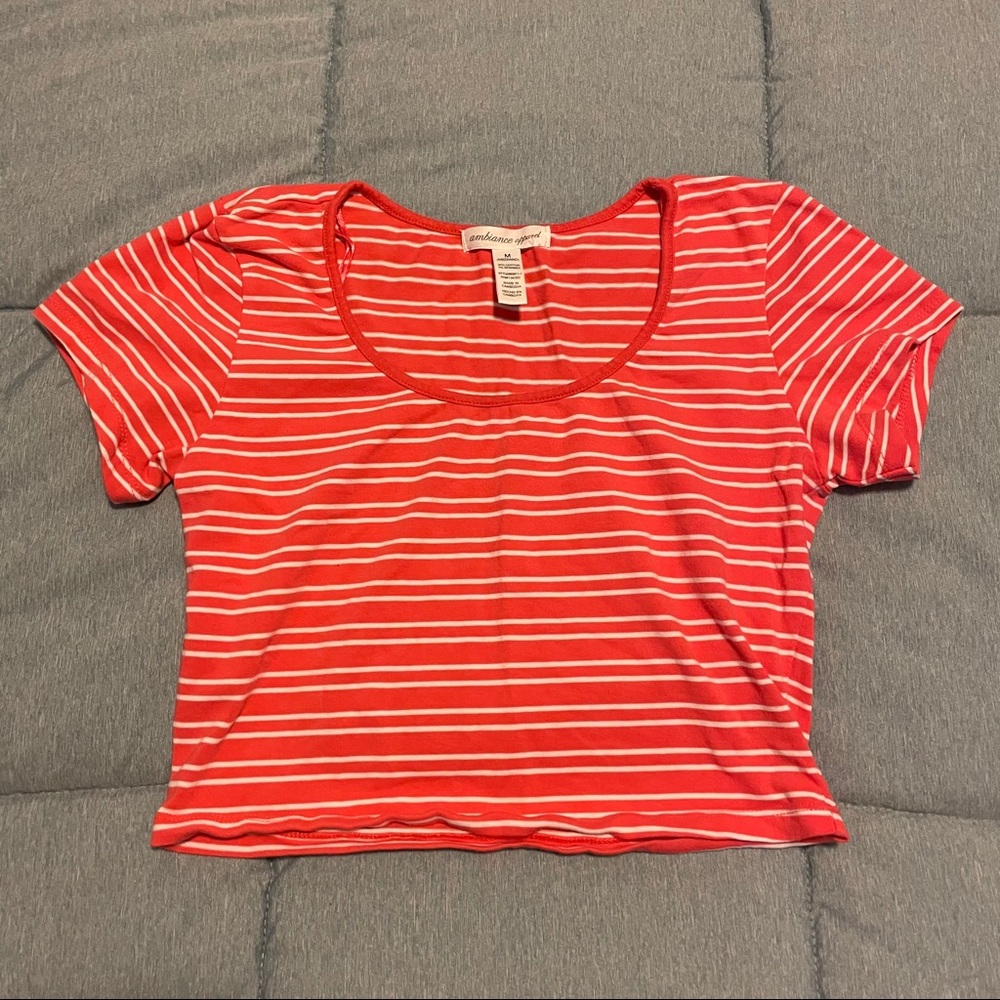 Forever 21 Orange/pink white crop top
